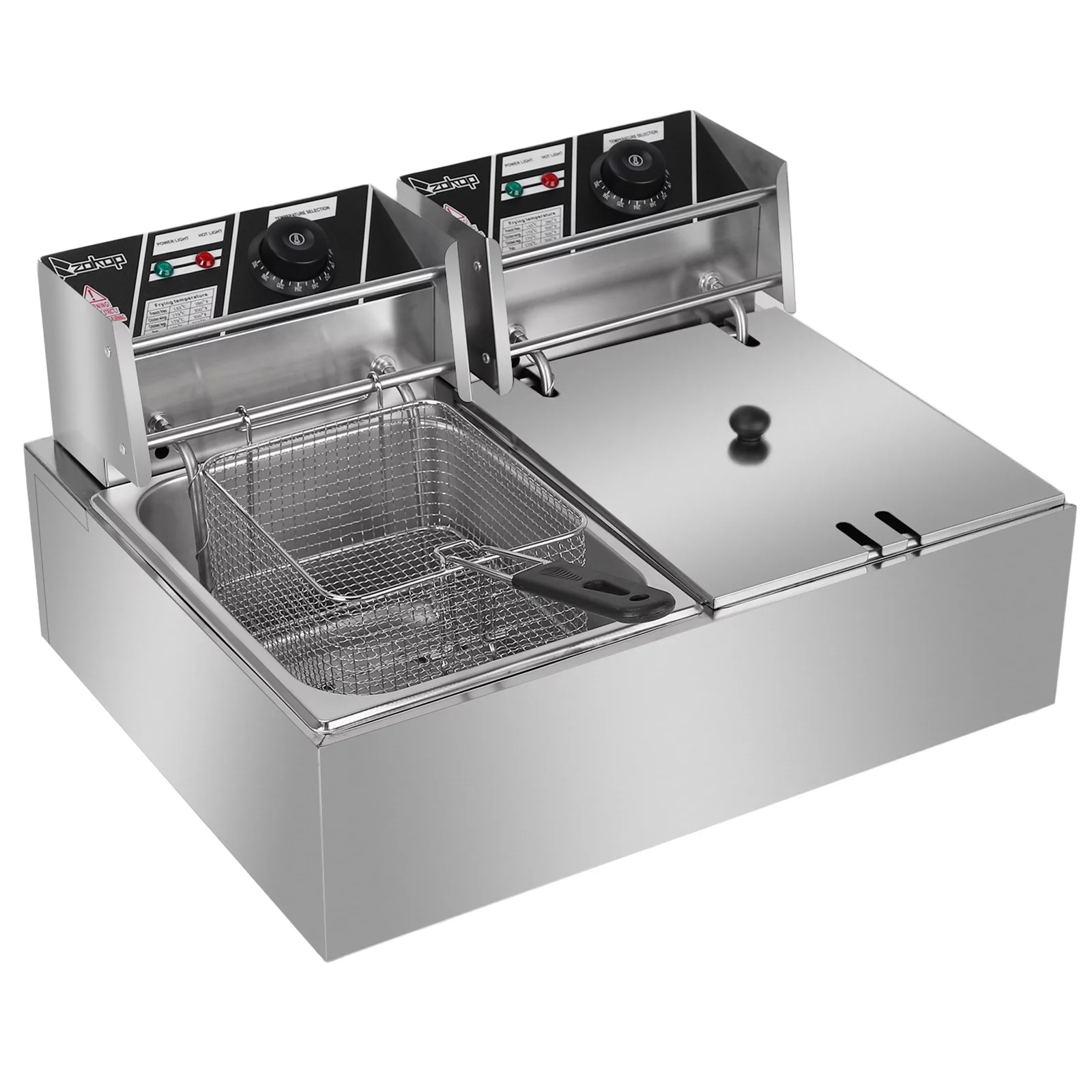 EH82 5000W MAX 110V 12.7QT/12L Stainless Steel Double Cylinder Electric Fryer