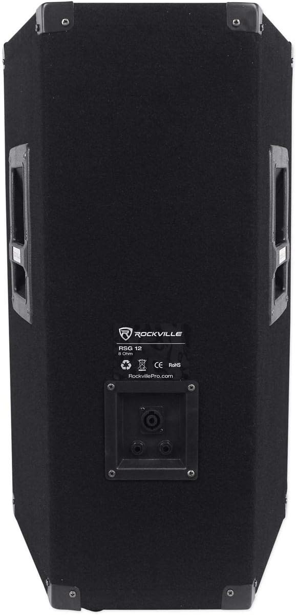 (2)Rockville RSG12 12 3Way 1000 Watt 8Ohm Passive DJ PA Speaker +Stands +Cables