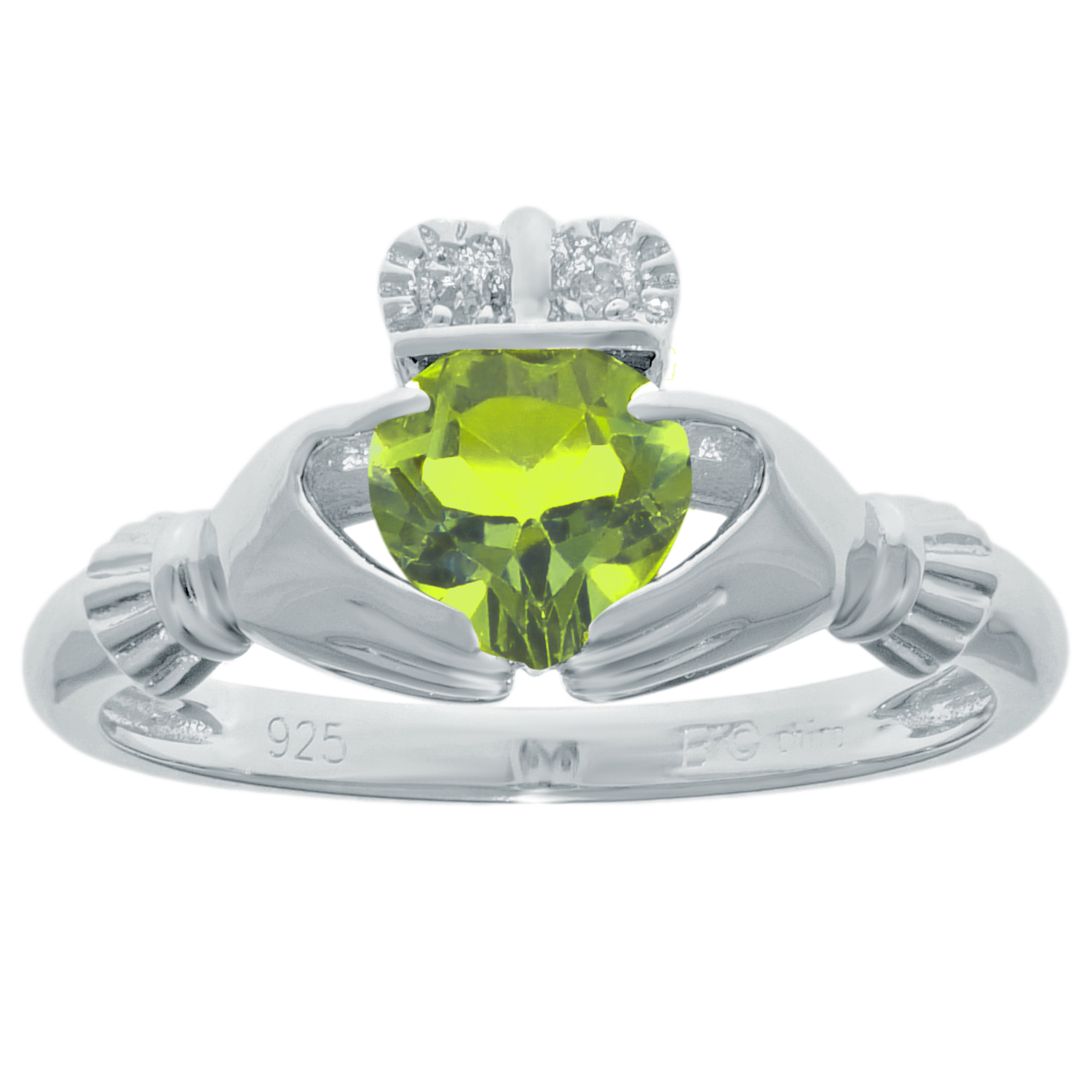 .77 Ct Heart Natural Green Peridot Diamond 925 Sterling Silver Ring Size 8