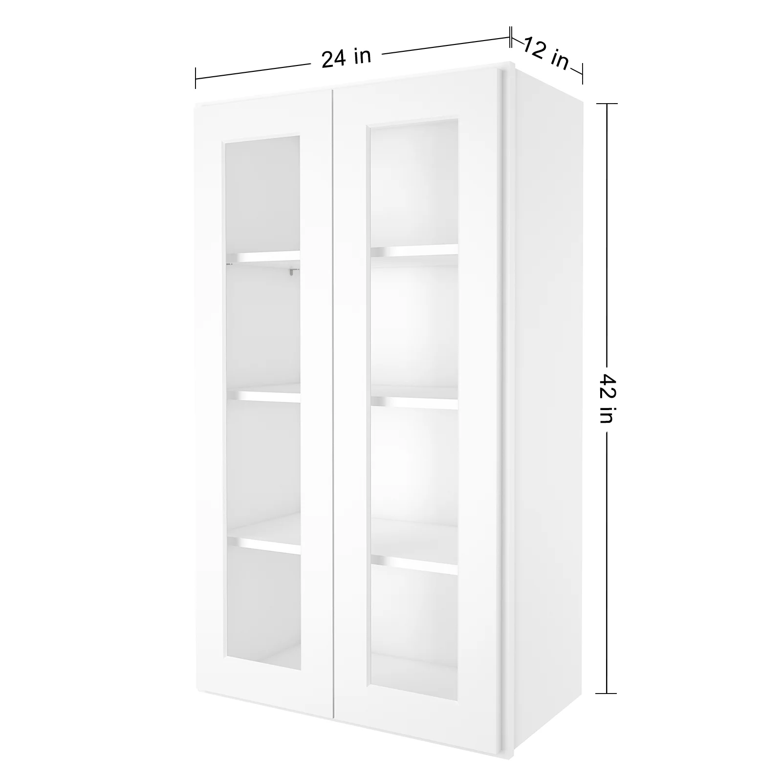 Homlux 24-in W x 12-in D x 42-in H in Shaker White Plywood Wall Kitchen Cabinet Glasses Not Included