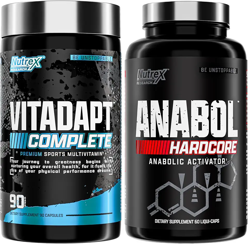 Nutrex Research Anabol Hardcore & Vitadapt Complete Sports Multivitamin with KSM-66 Ashwagandha - Kansas Nuitrition - HNZSDS