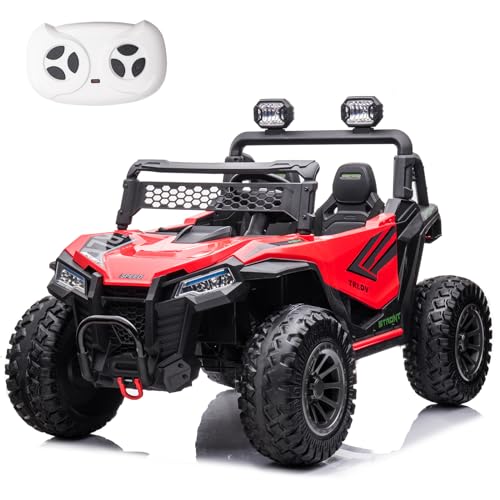 POSTACK 24V 2 Seater 4WD Kids Ride On UTV for Big Kids, Side by Side 4x4 Ride on Off-Road Truck with Parent Remote Control