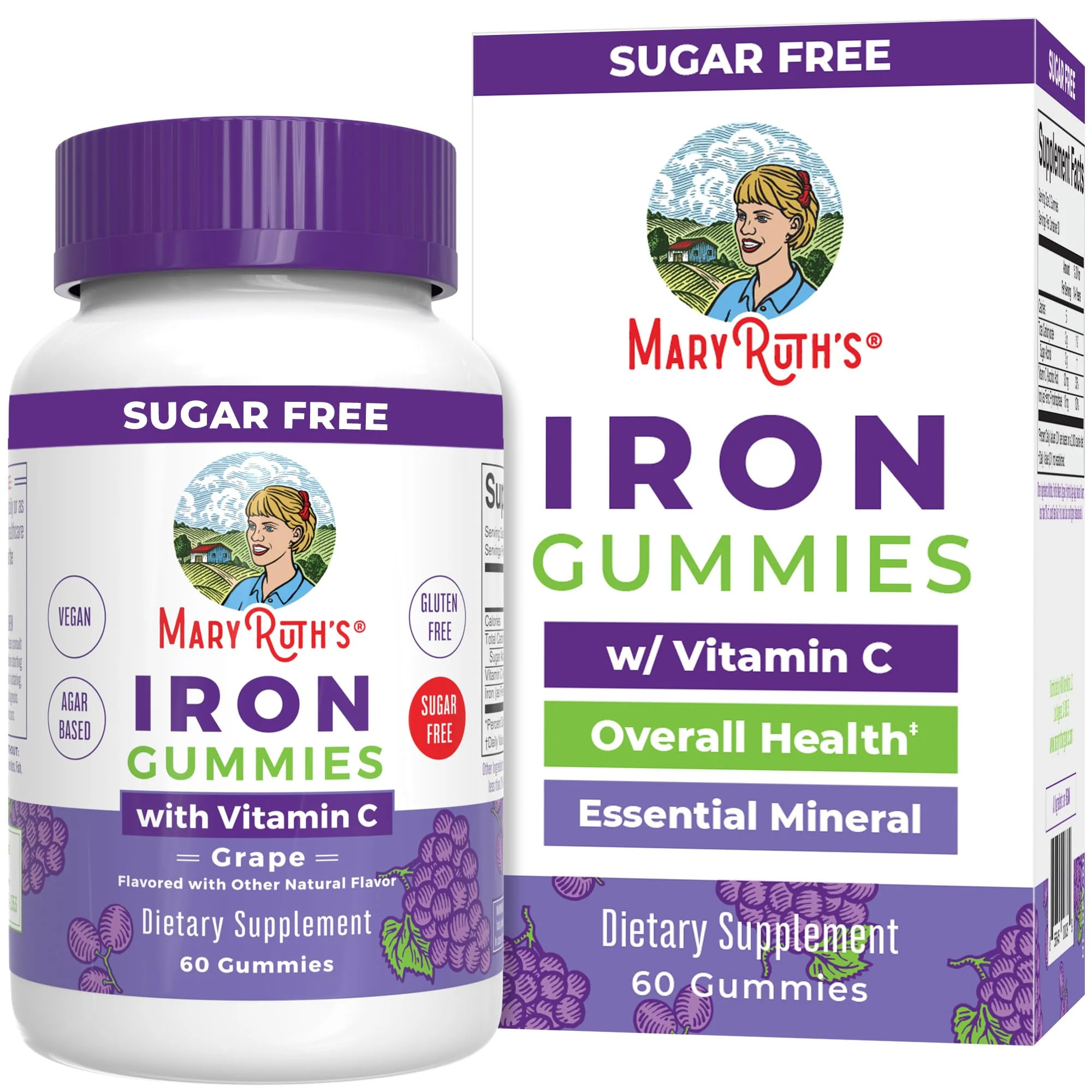 MaryRuth's Iron Suppleme nt Gummies for Adults | Sugar Free | Gummy Iron Supplements + Vitamin C for Ages 14+ | Iron Supplement for Iron Deficiency |