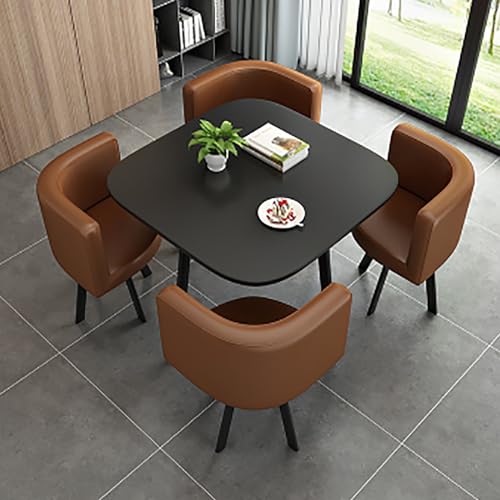 Square Dining Table Set with Chairs,Compact Kitchen Table and 4 Chairs,Modern Conference Table with Chairs,reception Table for Meeting Room