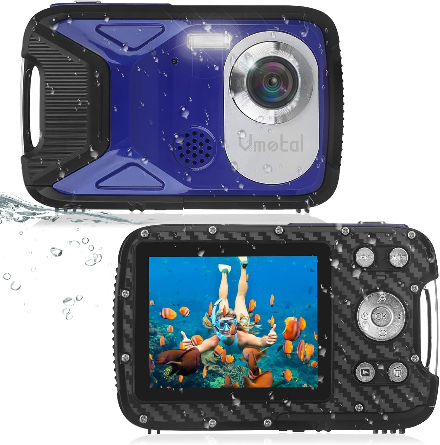 Waterproof Digital Camera Full HD 1080P Underwater Camera 21 MP Underwater Camcorder with 1050MAH Rechargeable Battery Point and Shoot Camera DV