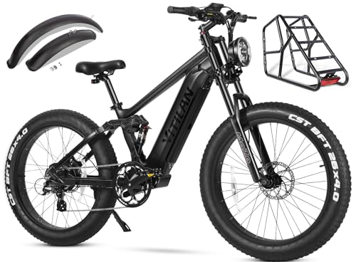T7 Electric Bike for Adults Fat Tire Ebike 750W BAFANG Motor 20AH Removable Sam-Sung Battery 26 Inch Mountain 28MPH Electric Bicycle Full Suspension