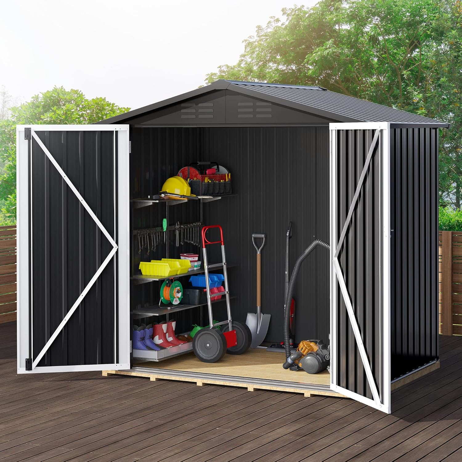 DWVO 6 x 4FT Outdoor Storage Shed, Large Metal Tool Sheds