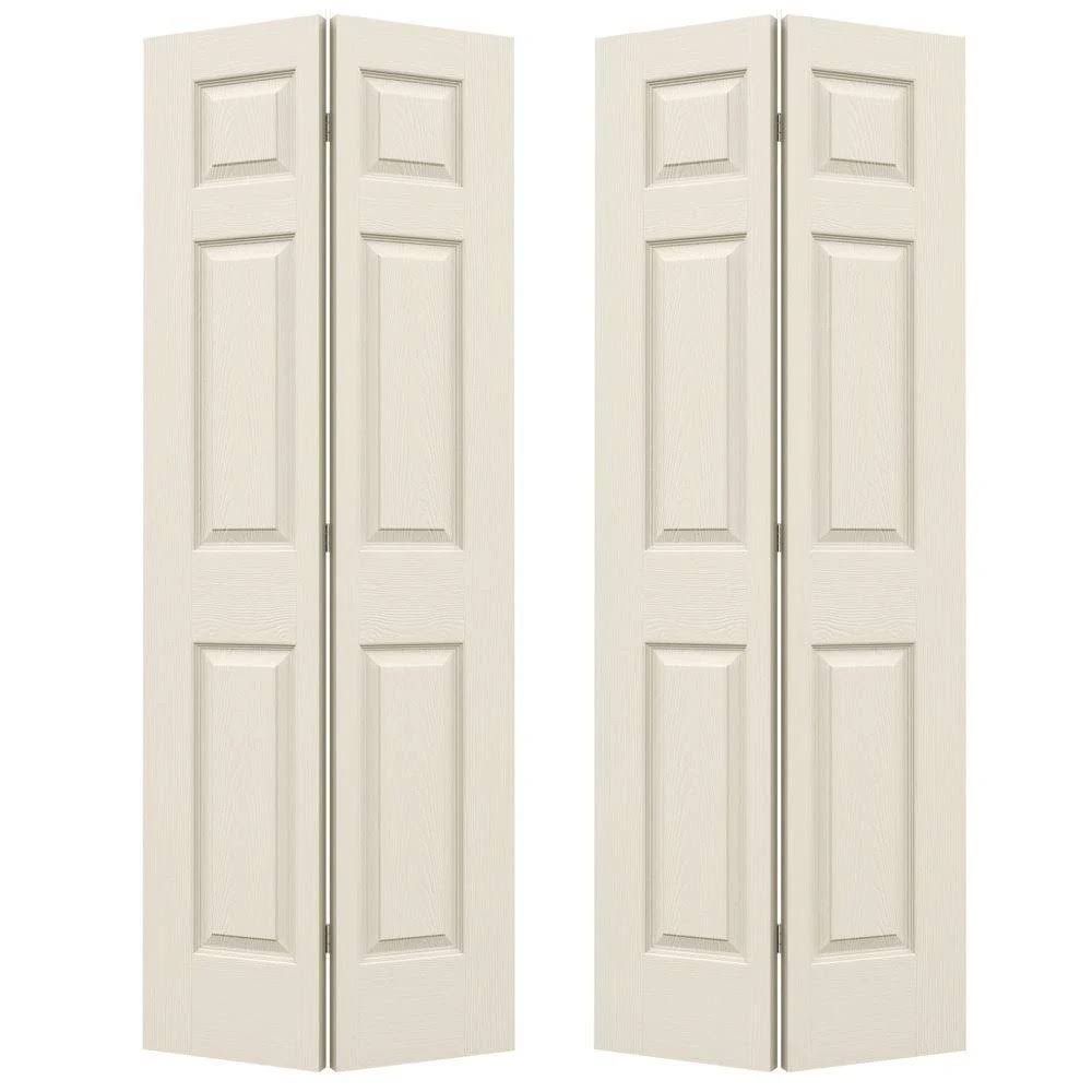 JELD-WEN 60 in. x 80 in. Colonist Primed Textured Molded Composite MDF Closet Bi-Fold Double Door