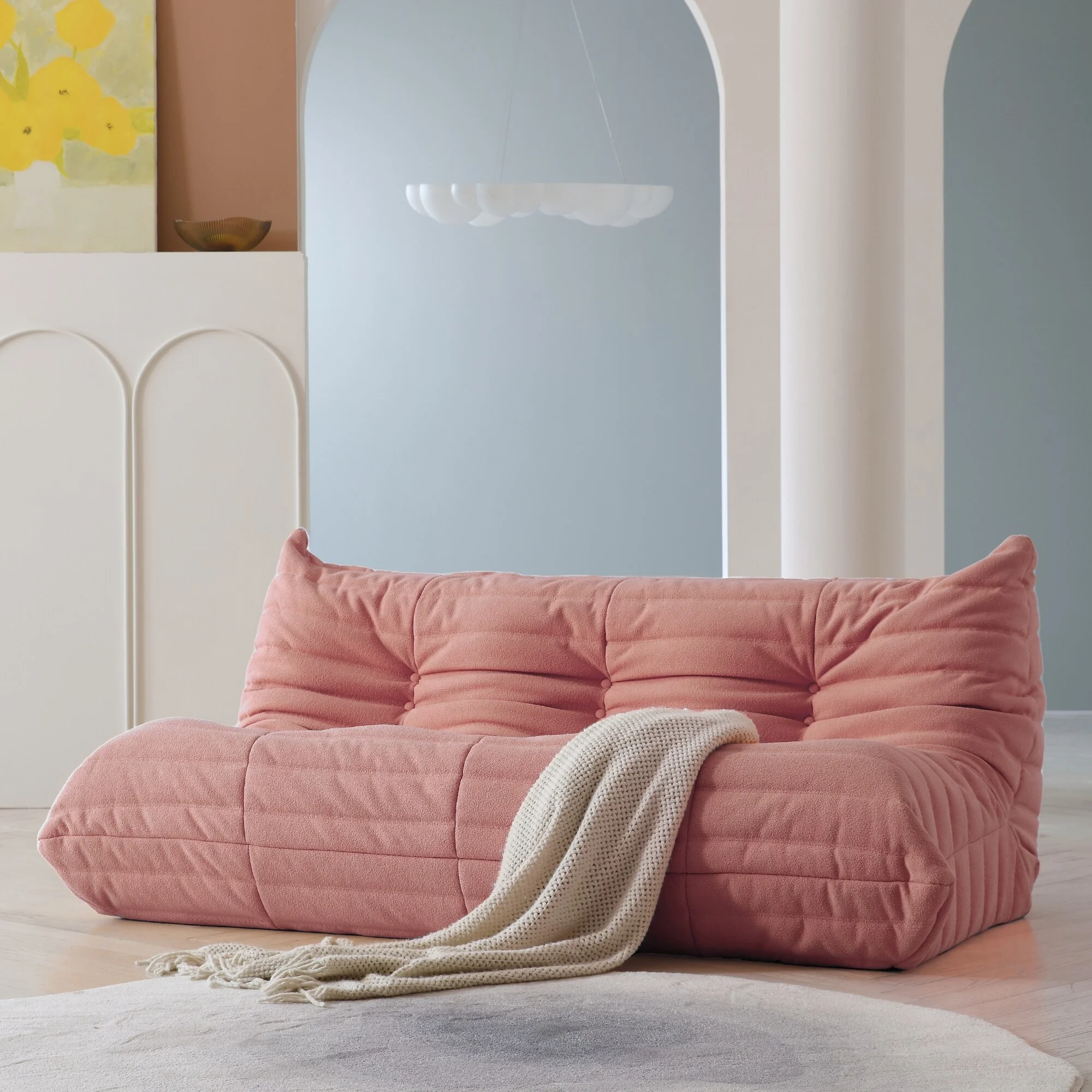 Magic Home Comfy Lazy Floor Sofa Couch,Teddy Velvet Bean Bag Chairs for Living Room Bedroom Office Salon 3 Seats - Radiant Selections