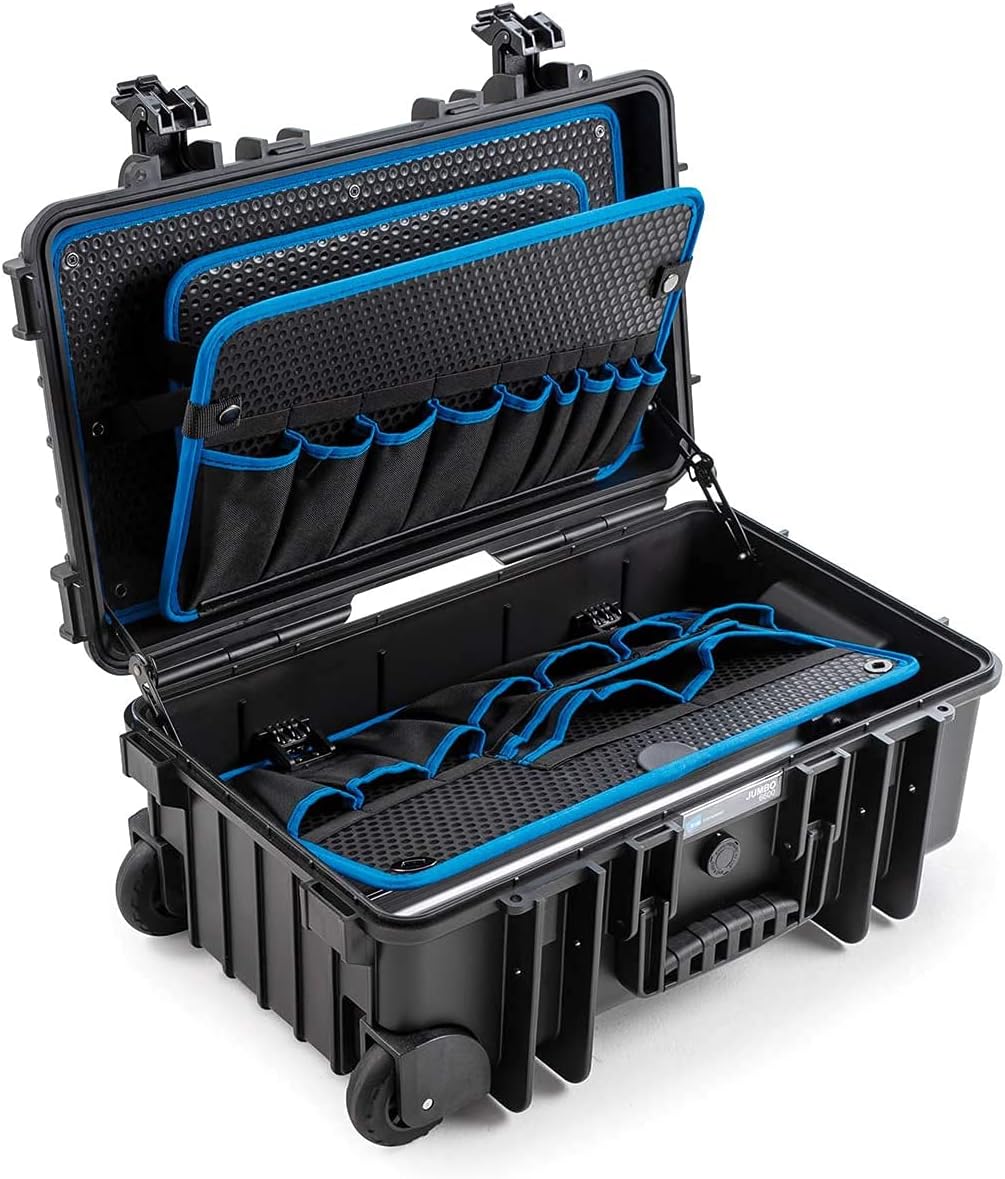 B&W International Jumbo 6600 Outdoor Tool Case with Pocket Tool Boards, Black
