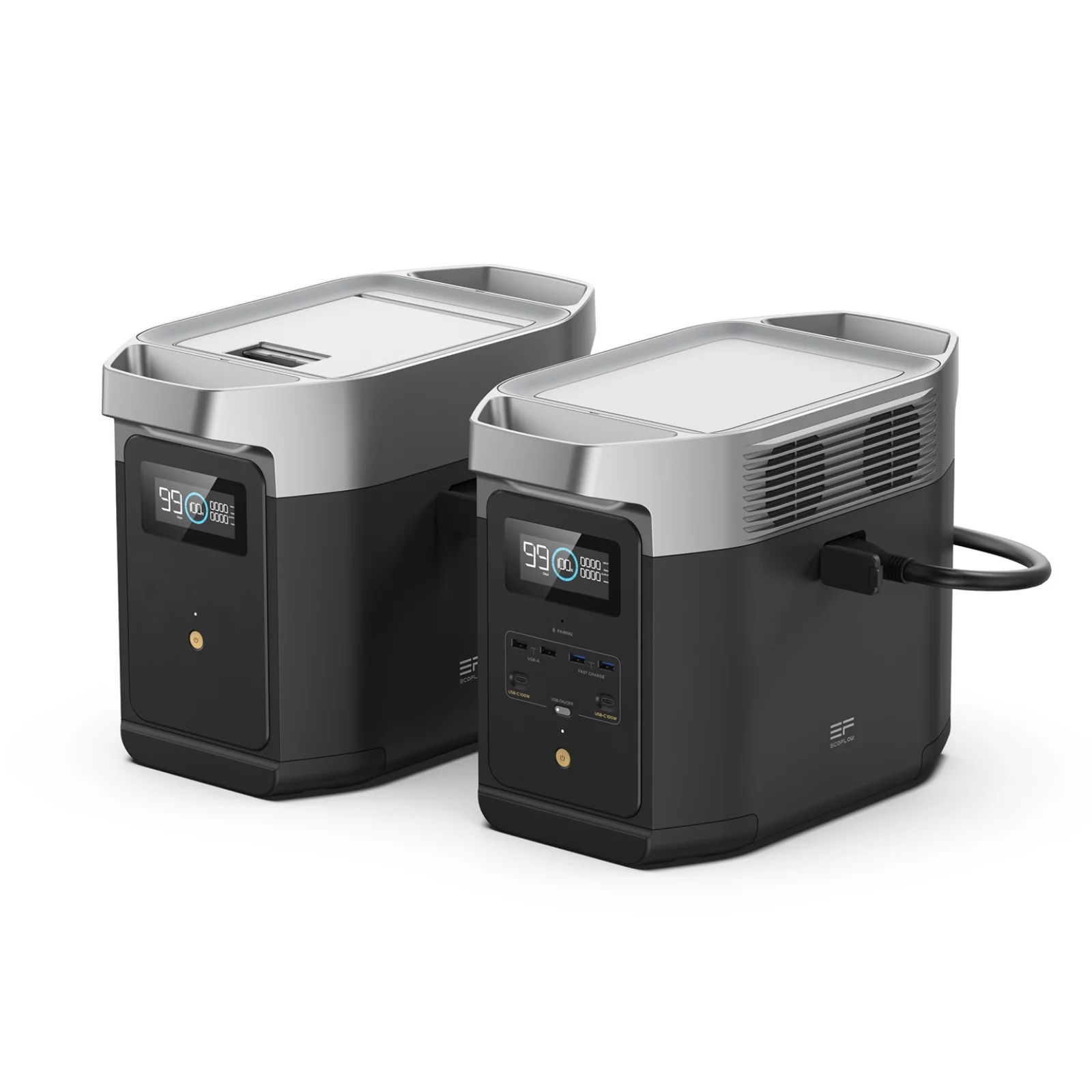 EcoFlow Portable Power Station DELTA2 with Smart Extra Battery, Expand Capacity from 1024Wh to 2048Wh, 2200W Solar Generator for Home Backup