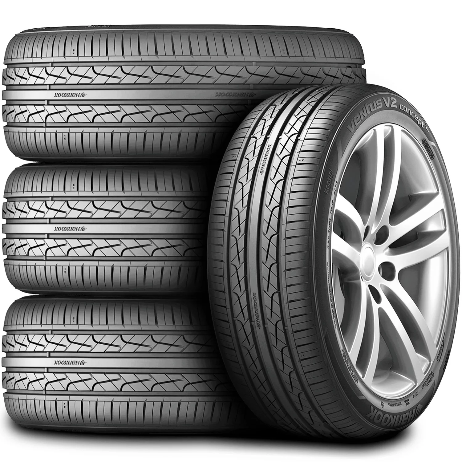 Set of 4 (FOUR) Hankook Ventus V2 Concept2 245/45R19 102W XL AS A/S High Performance Tires Fits: 2010-14 Ford Mustang GT. 2014-16 Chevrolet Impala LTZ