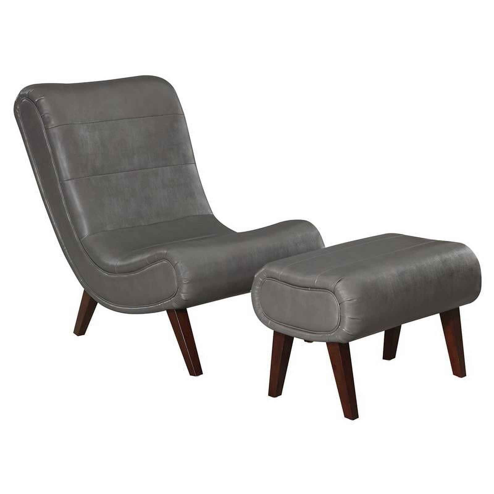 OS Home and Office Furniture Hawkins Lounger with Ottoman in Pewter Faux Leather