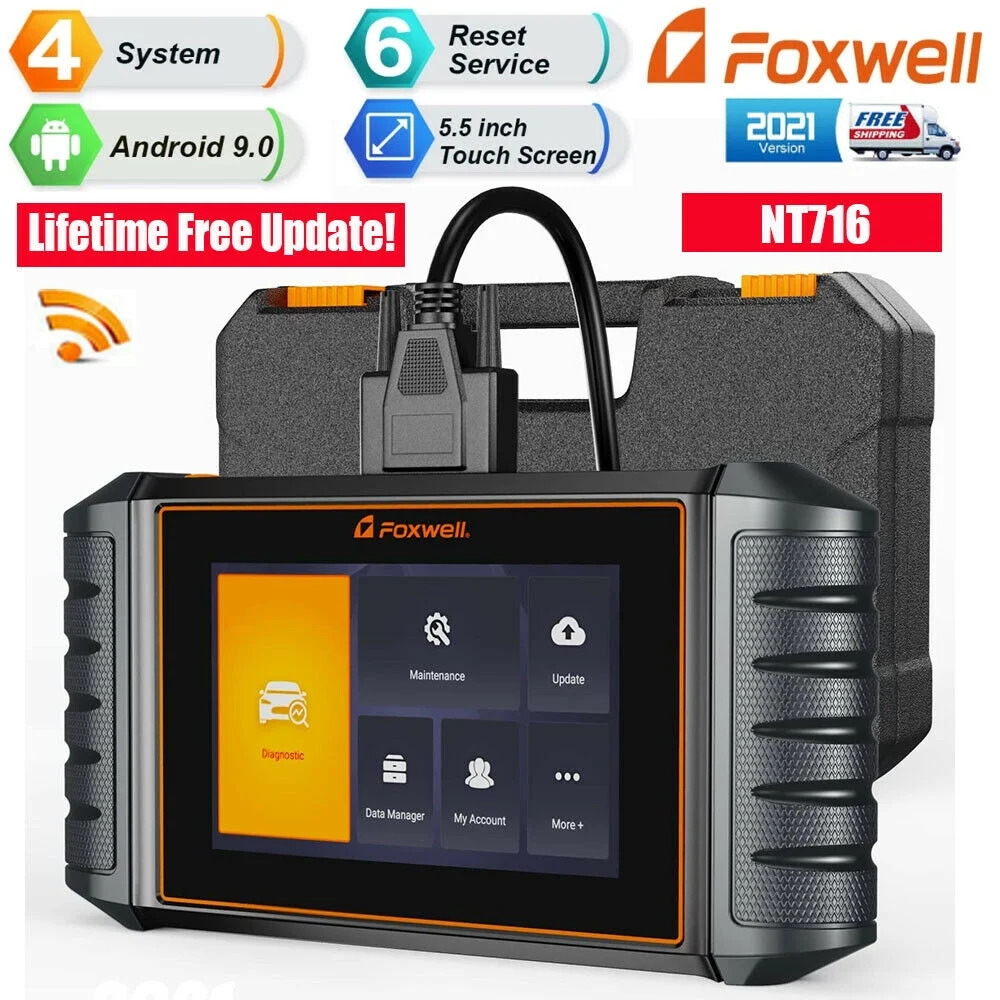 FOXWELL NT716 OBD2 Scanner Code Reader ABS Bleed Scan Diagnostic Tool SRS Transmission Engine Scanner Car Tool EPB TPMS SAS TPS Oil Reset