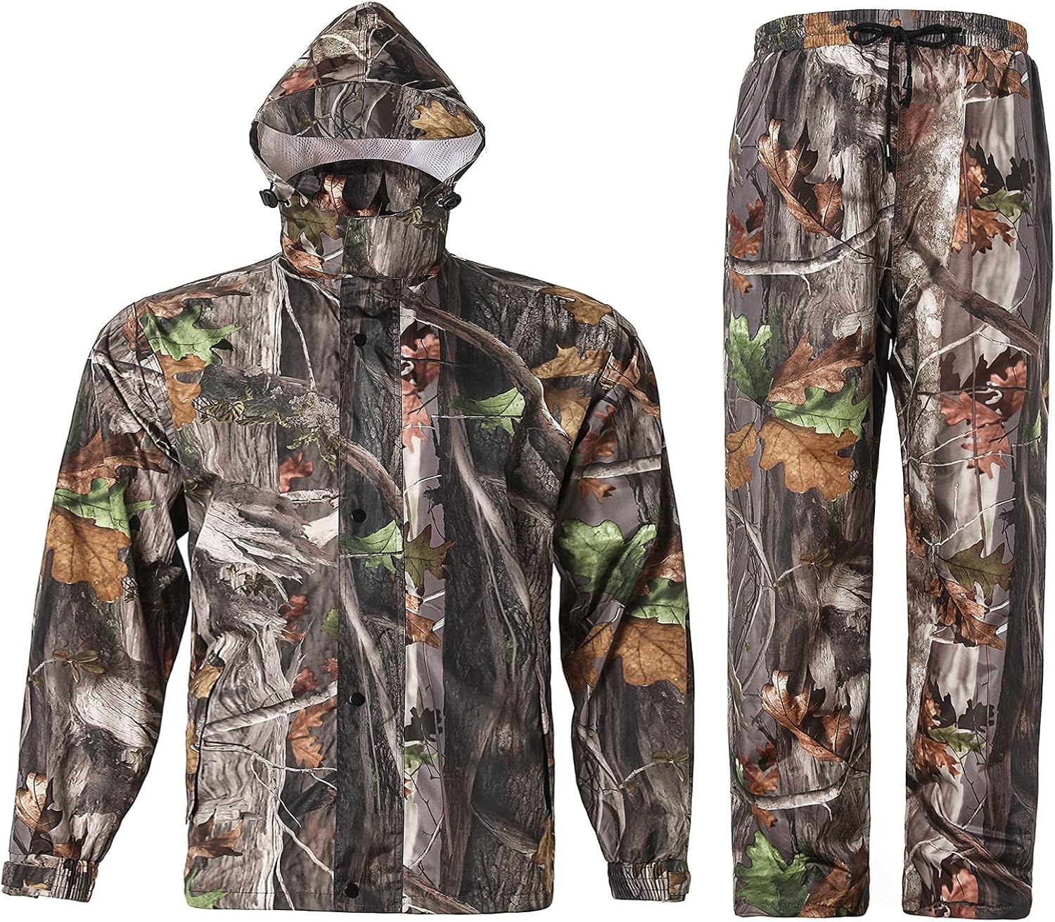 SaphiRose Rain Suit Military Tactical Raincoat Outdoor Hoodie Jacket and Pants Camouflage Hunting Fishing for Men
