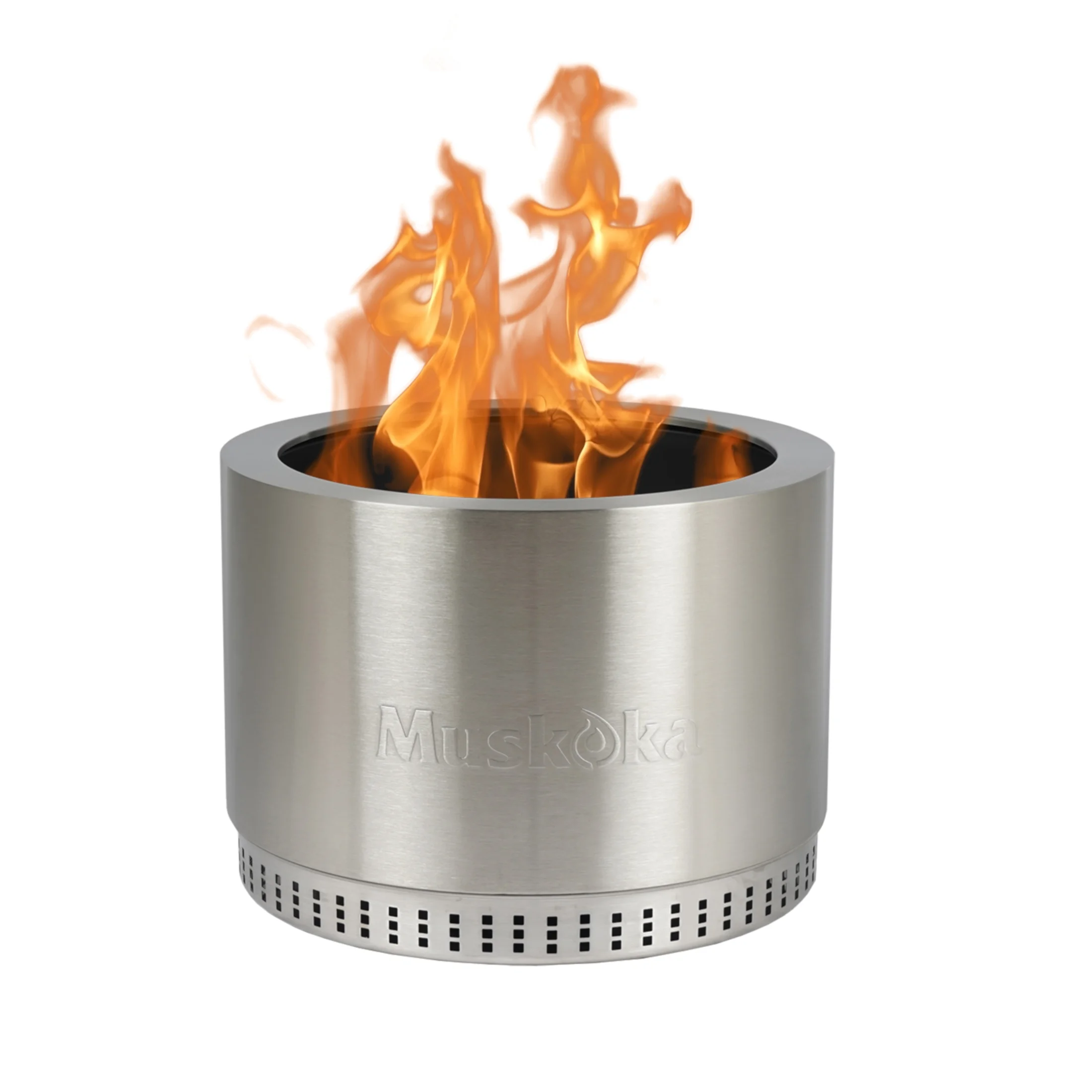Muskoka 19.5 Stainless Steel Smokeless Wood Burning Fire Pit with Protective Cover