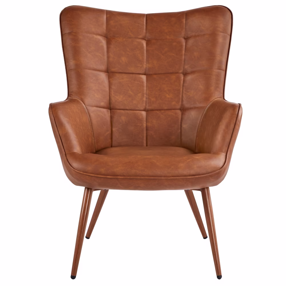 Easyfashion Contemporary Faux Leather Chair, Brown