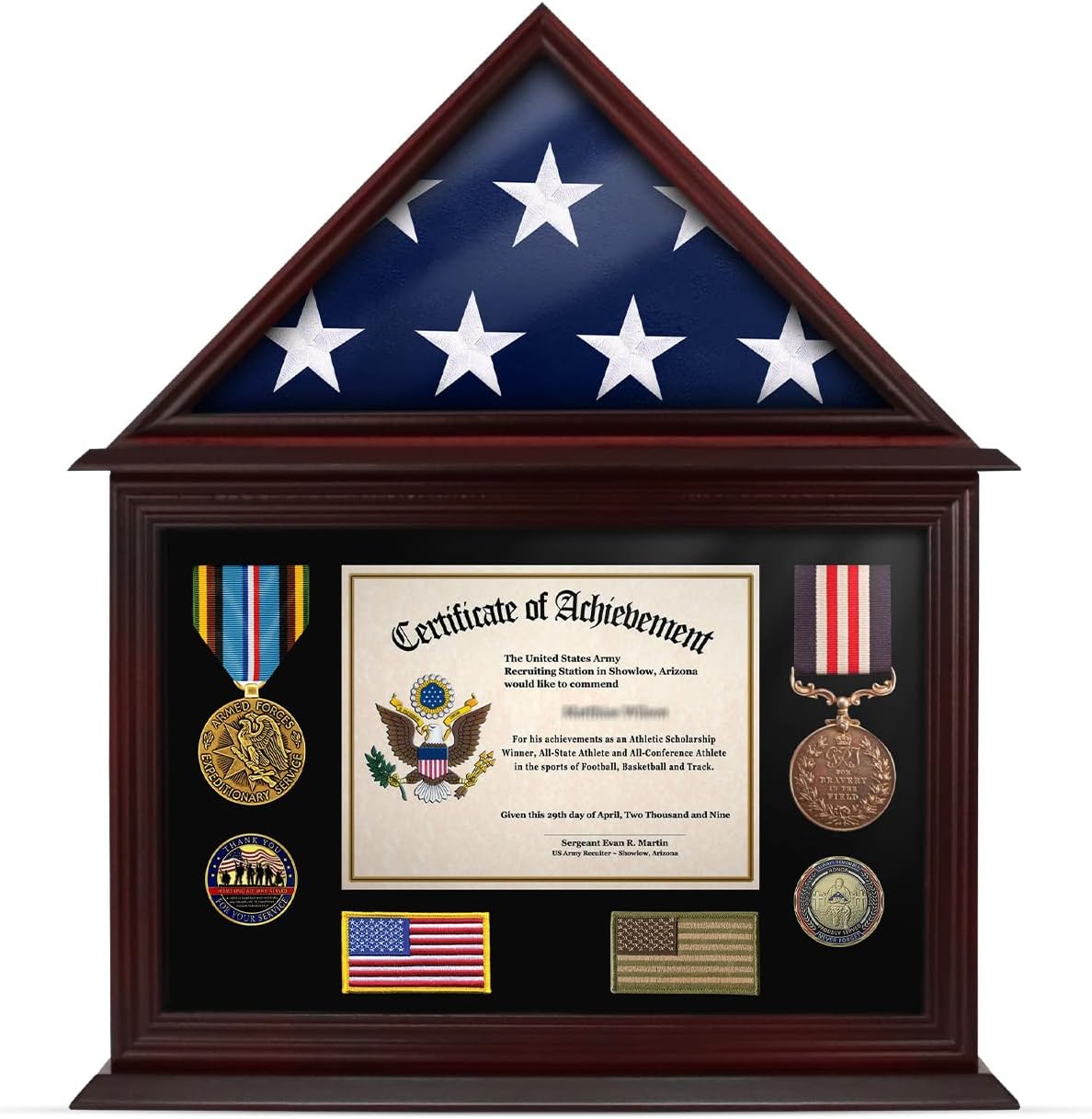 ASmileIndeep Flag Display Case Certificate & Document Holder Frame 3' X 5' Flag Military Shadow Box