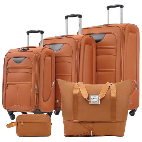 Merax Suitcase Set Softside 3-Piece Expandable Luggage with TSA Lock Spinner Wheels Lightweight Upright Luggage with Travel Bag(22/26/30 IN