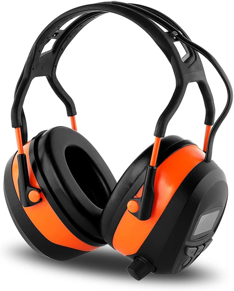 FM MP3 Bluetooth Radio Headphones Wireless Cancelling Headphones with 4GB Memory Card Built-in Mic Electronic Noise Reduction Safety Ear Muffs