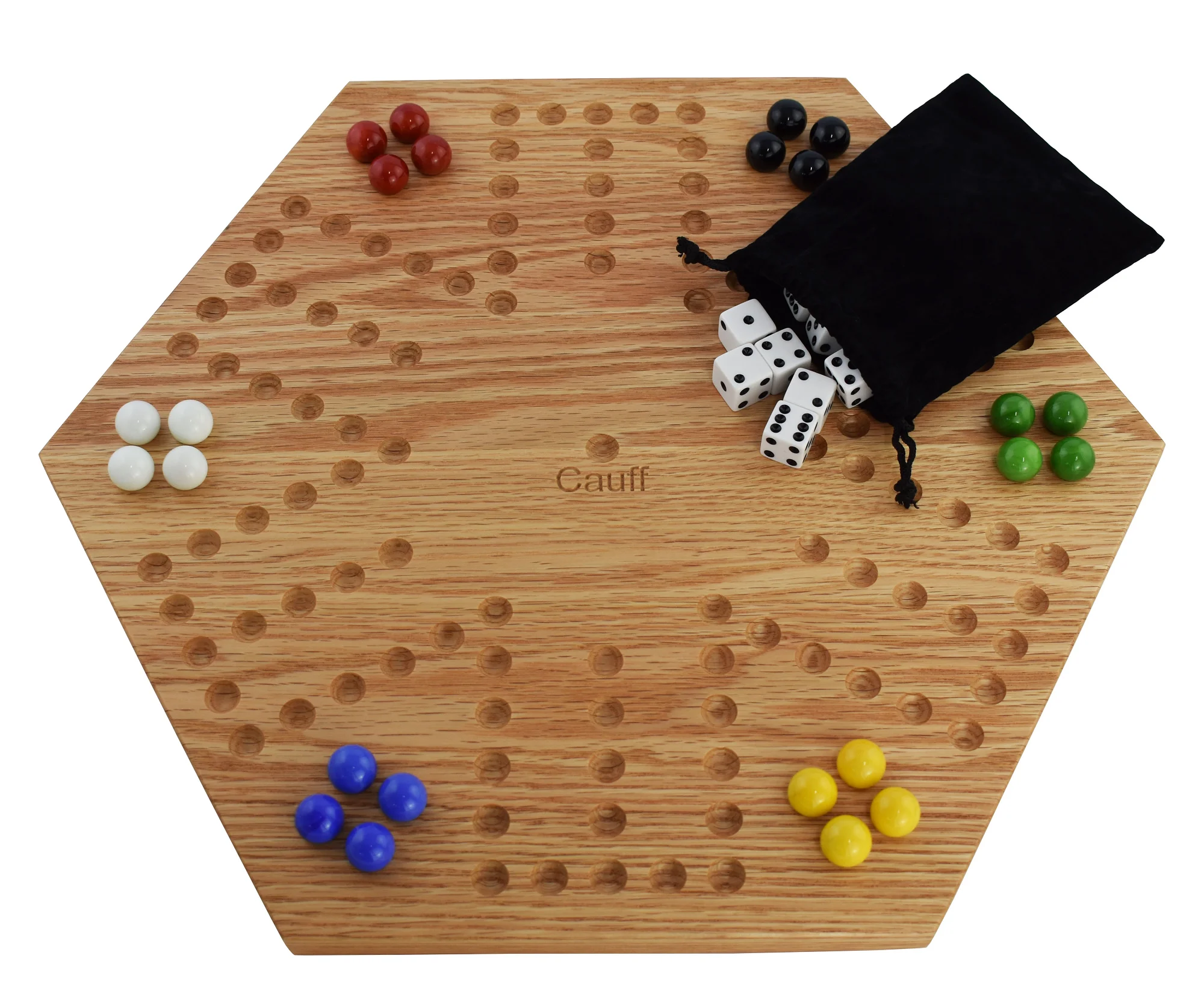 Solid Oak Double Sided Marbles Board Game Wooden 16 inch by Cauff