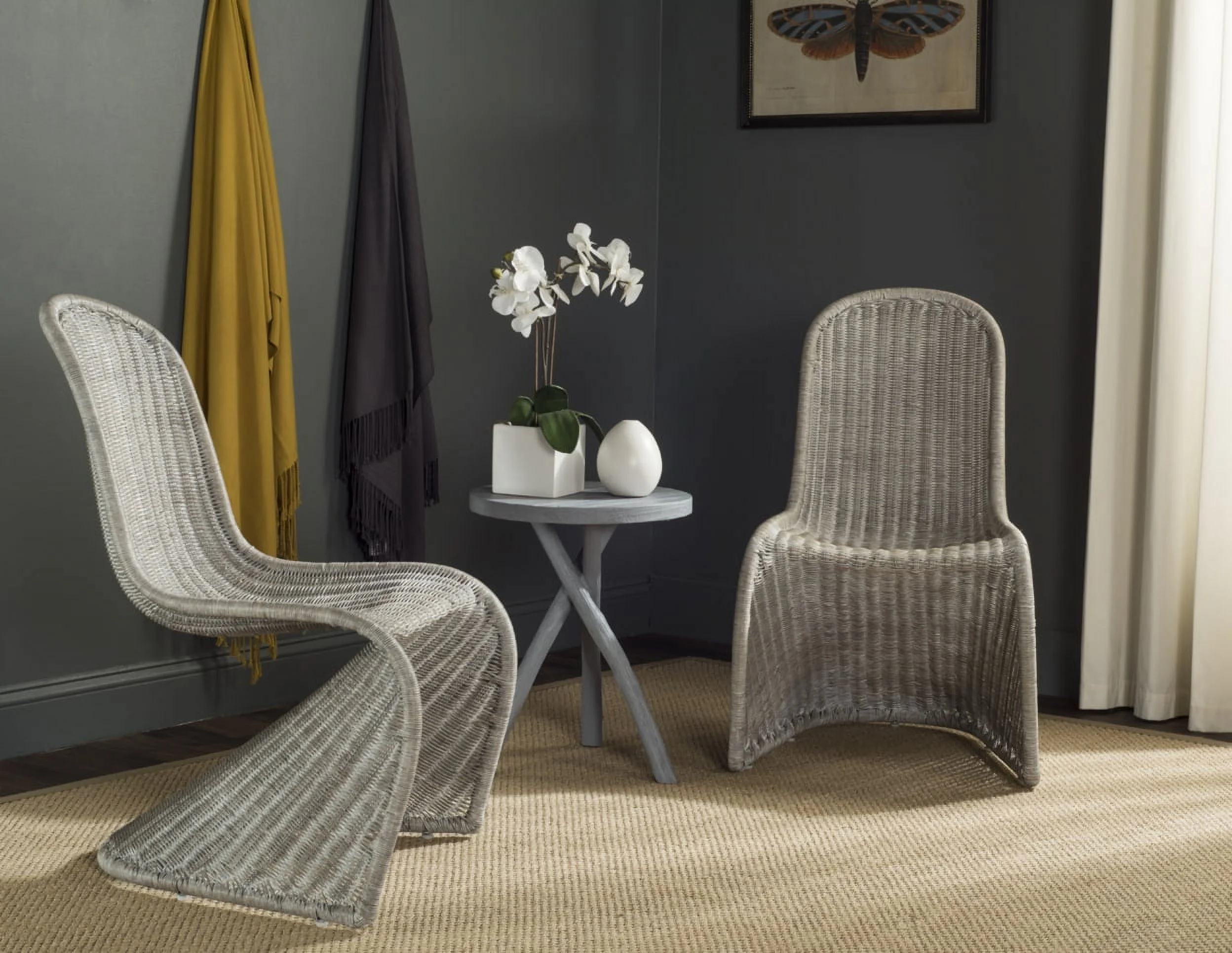 SAFAVIEH Tana Wicker Side Chair Antique / Grey