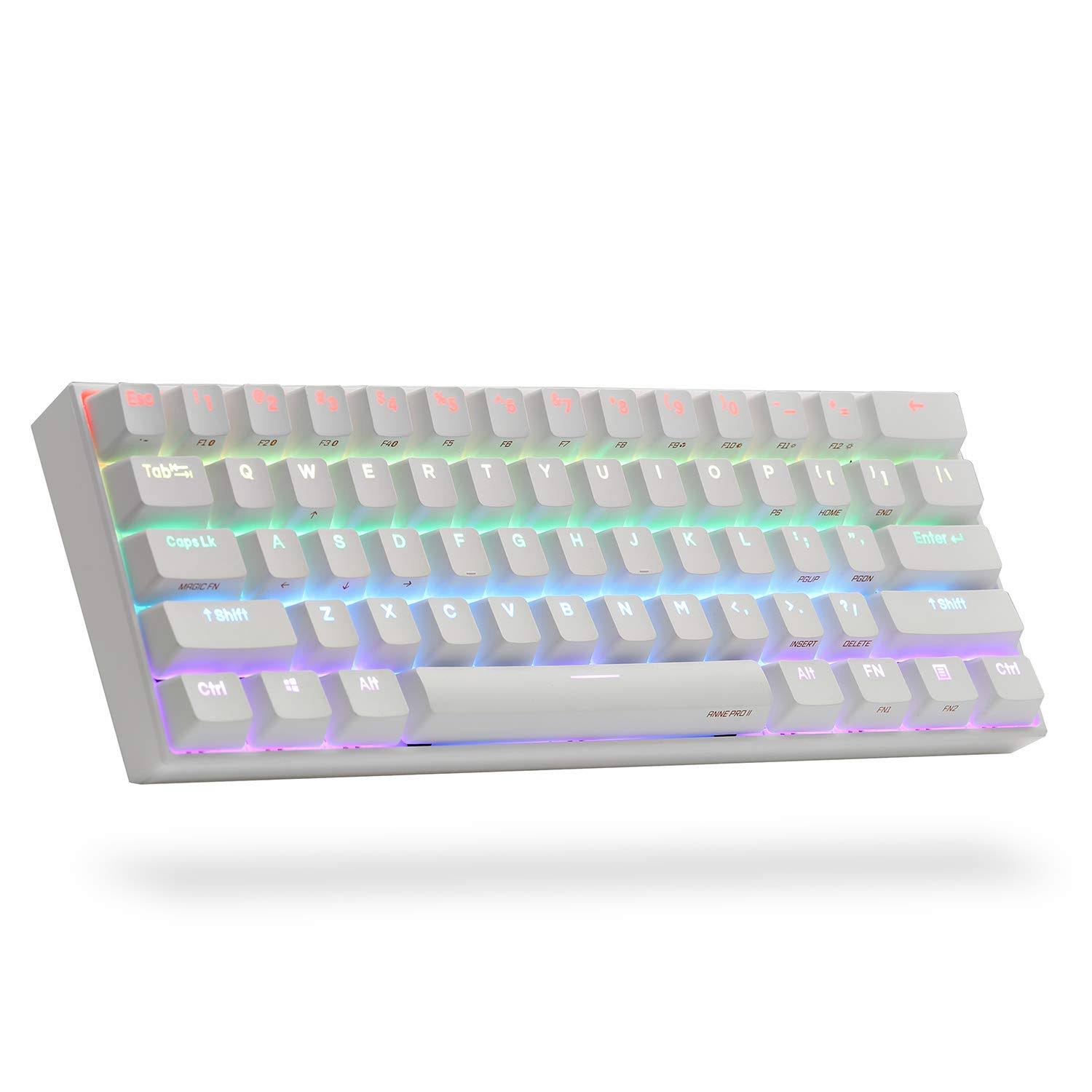Anne Pro 2 60% Mechanical Keyboard Wireless/Wired with True RGB Gateron Brown / White