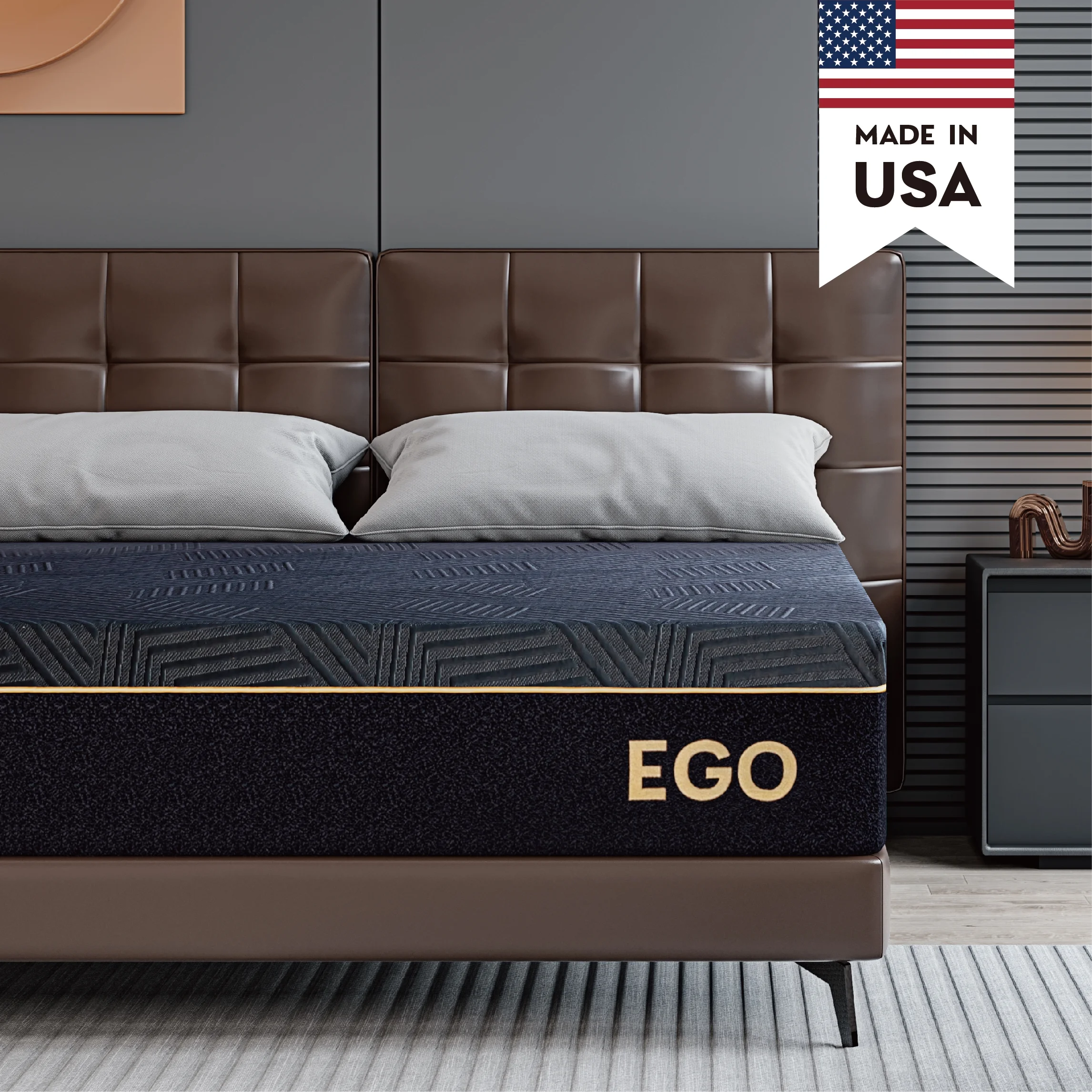 MLILY Ego Black 12 inch Full size Memory Foam Mattress, Cooling Gel Mattress in a Box, Medium