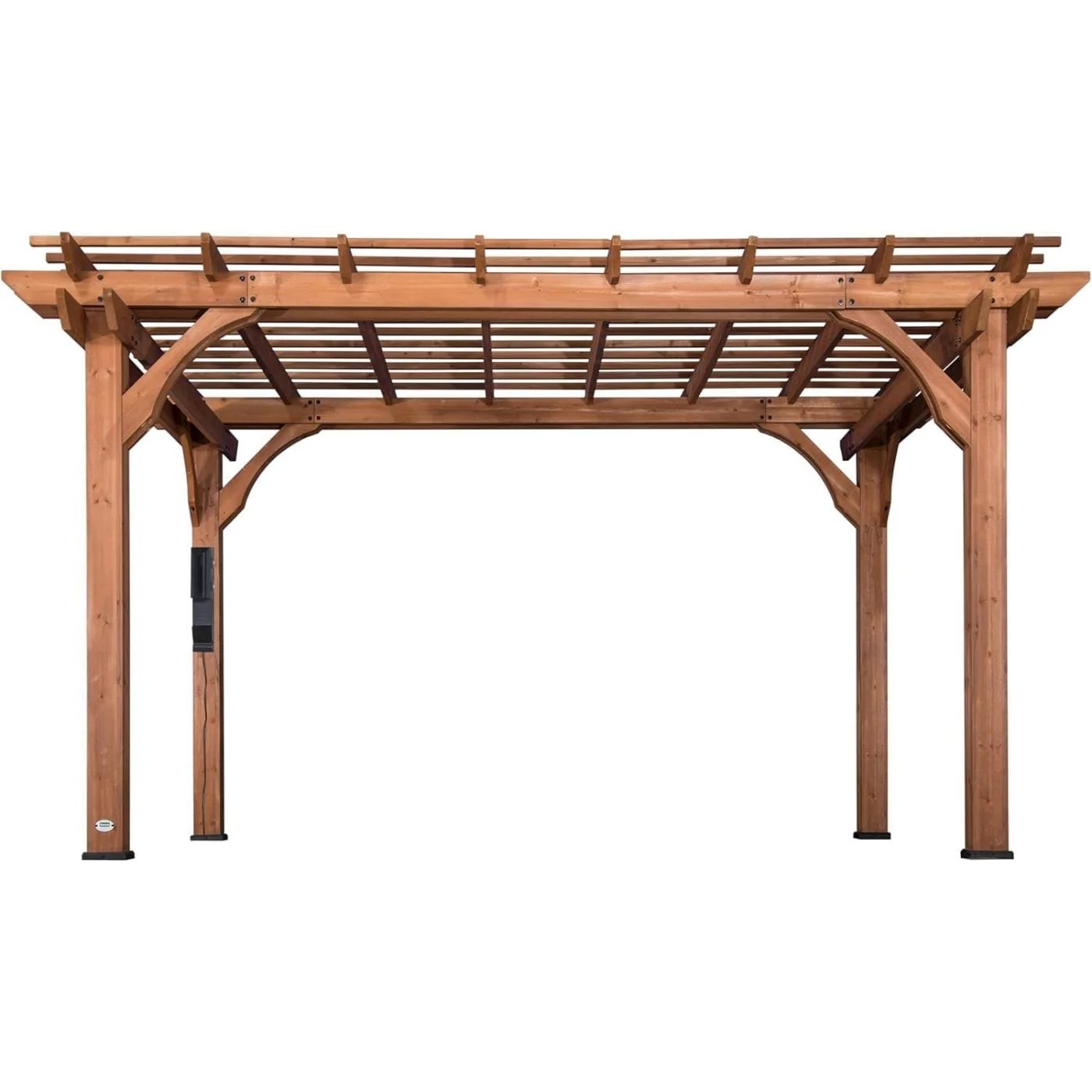 Backyard Discovery 14 ft x 10 ft Somerville Pergola W/ Electric - Dark Walnut DIY