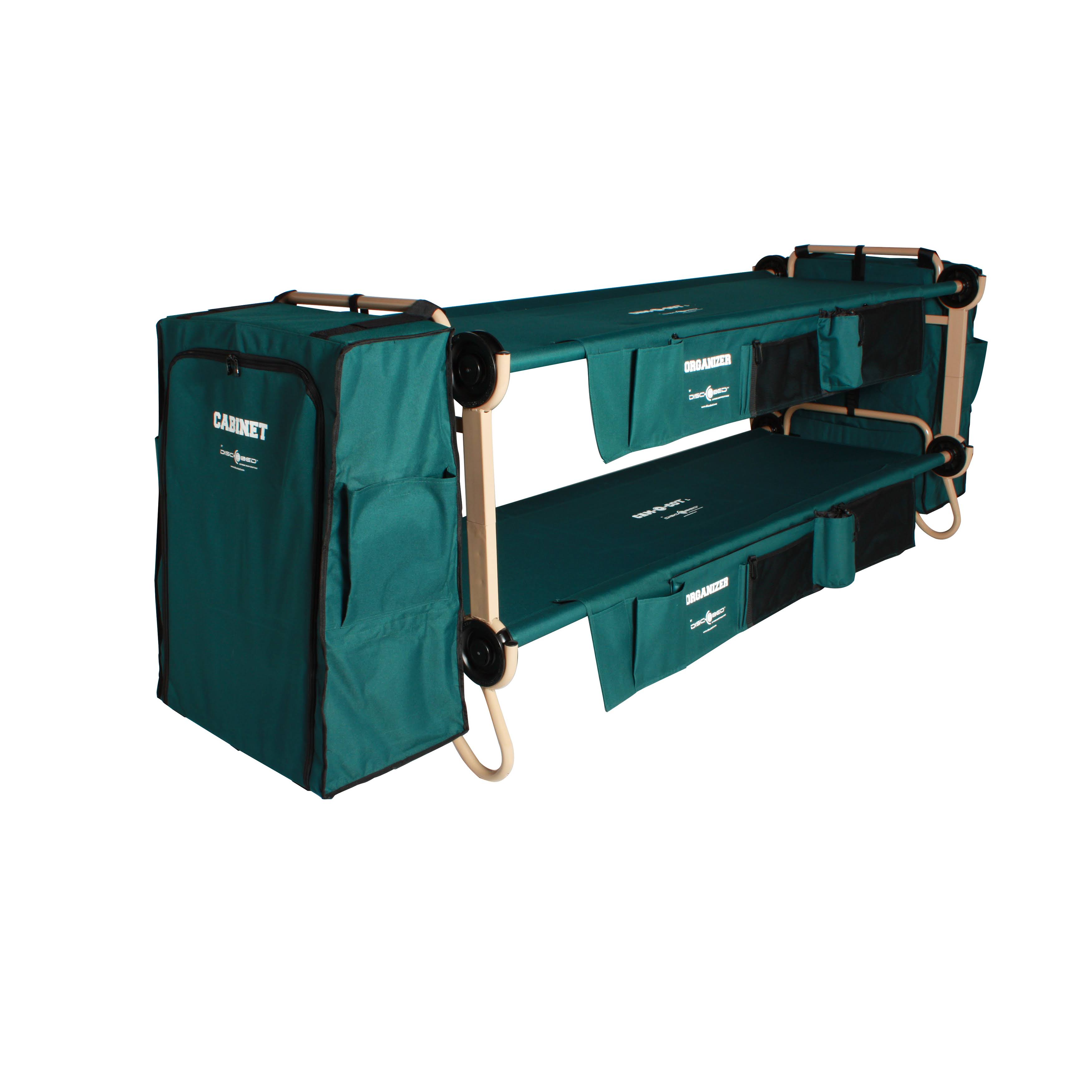 Disc-O-Bed CamOBunk Large with 2 Organizers Cabinets - Green - Camping