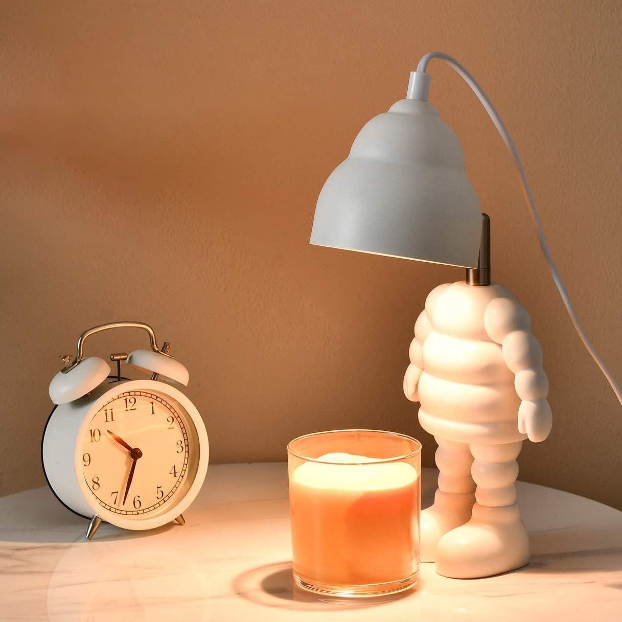 Candle Warmer Table Lamp, No Flame Electric Candle Wax Melting Lamp with 2 Bulbs, Angle Adjustable Top Down Candle Jar Melter for Large Size Yankee