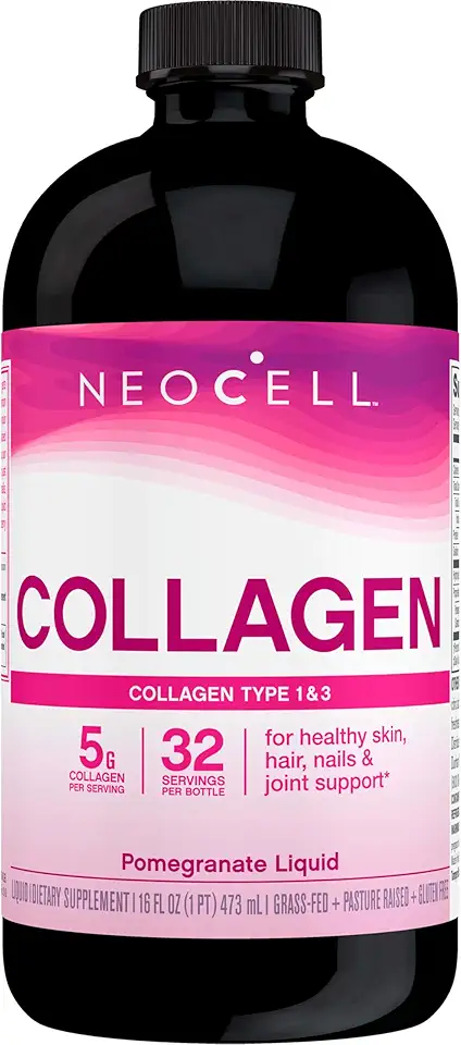 NeoCell Liquid Collagen, Skin, Hair, Nails and Joints Supplement, Includes Fruit Juice Concentrates and Green Tea Blend, Pomegranate, 16 oz.