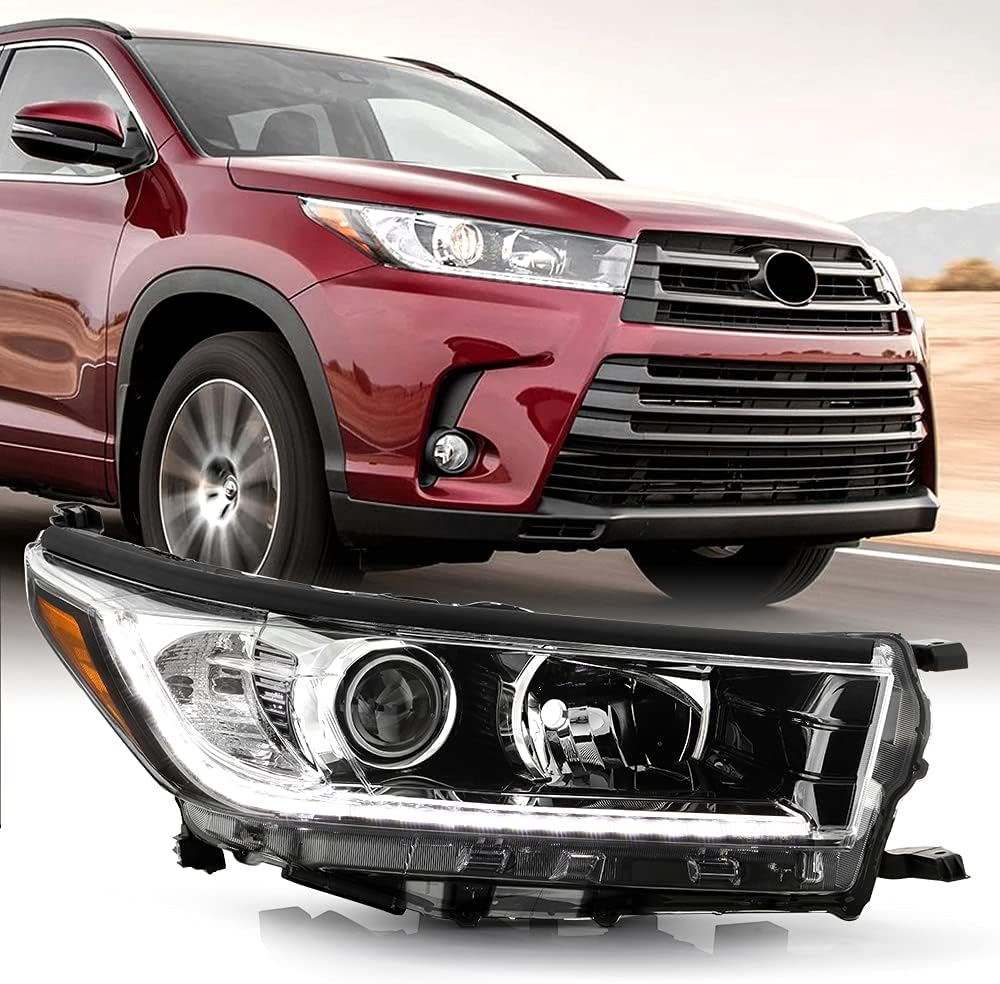 ACANII - For [LED DRL Model Only] 2017 2018 2019 Toyota Highlander LED DRL Projector Headlight Headlamp Passenger Side