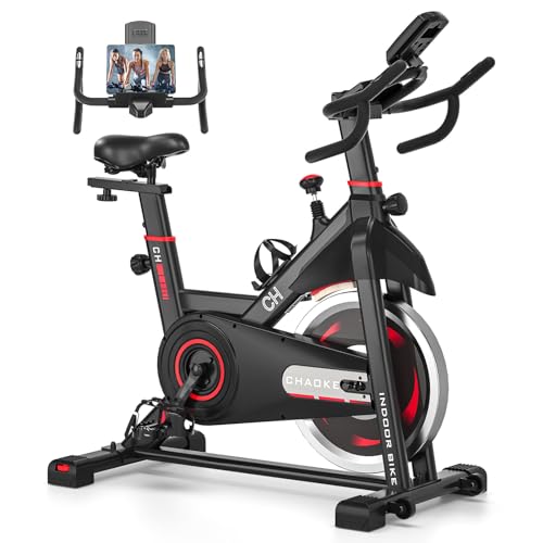 Exercise Bike, CHAOKE Stationary Bikes for Home with 330lbs Weight Capacity, Indoor Cycling Bike with Comfortable Seat Cushion, Silent Belt Drive
