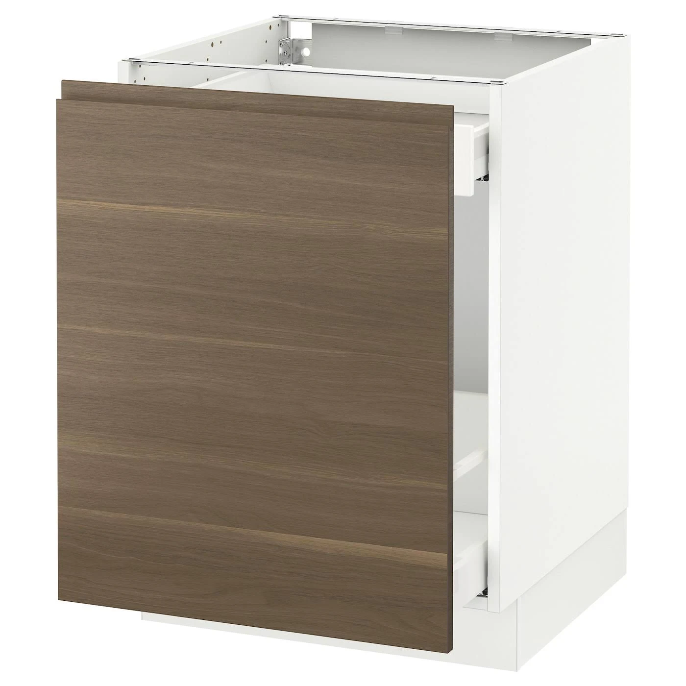 IKEA - SEKTION Base Cabinet for Sorting + 1 DOOR, White Maximera/Voxtorp Walnut, 24x24x30 99159406