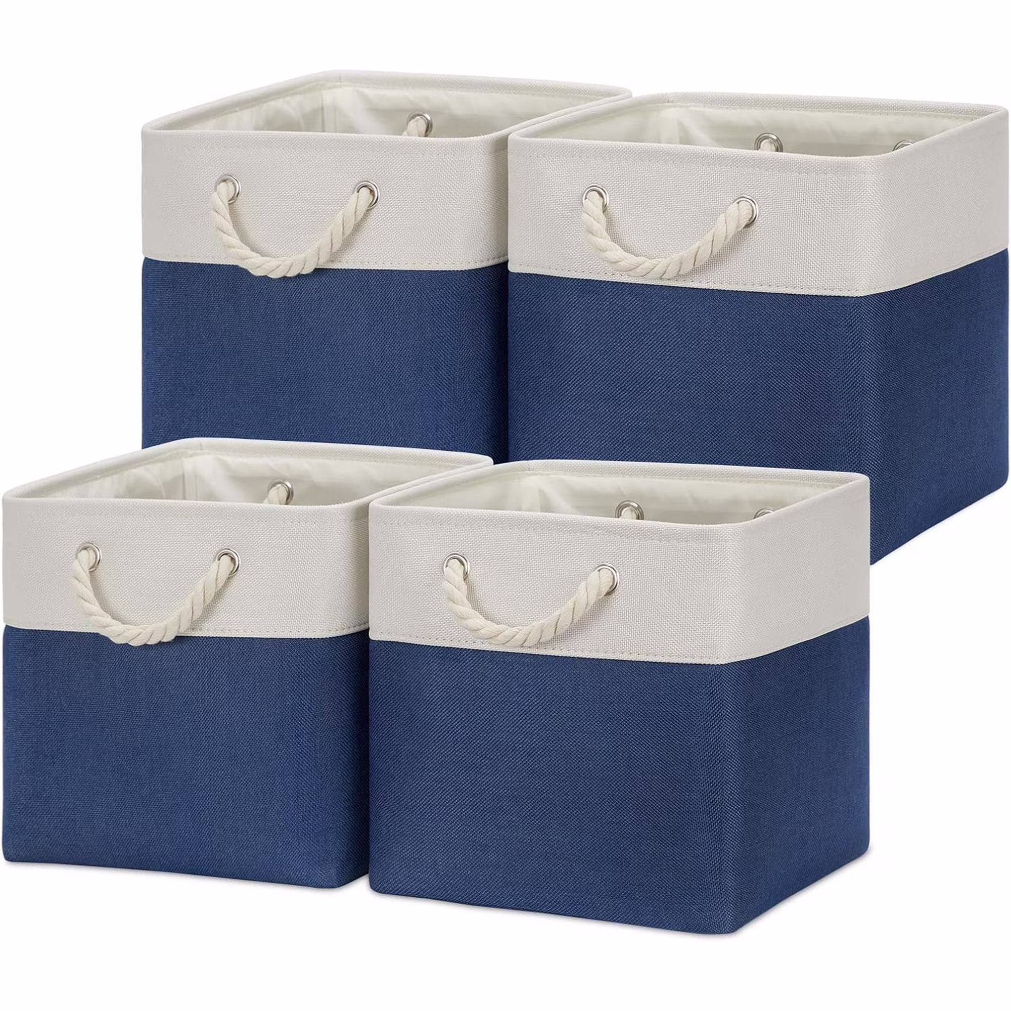 Fabric Storage Cubes for Organizing 4Pack Blue Fabric Storage Basket 12 Inch Cube Storage Bins with Handles for Organizing Toys