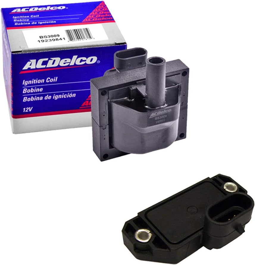 1 OEM Ignition Coil + 1 AD Auto Parts Ignition Control Module For GM Chevrolet Cars & Trucks 95-07 Comptible with 19418996 & 19352931