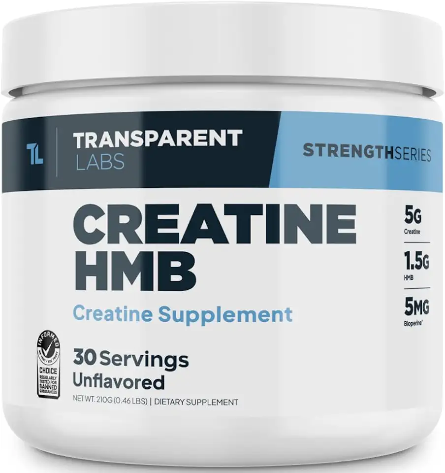 Transparent Labs Creatine HMB - Creatine Monohydrate Powder with HMB for Muscle Growth, Increased Strength, Enhanced Energy Output