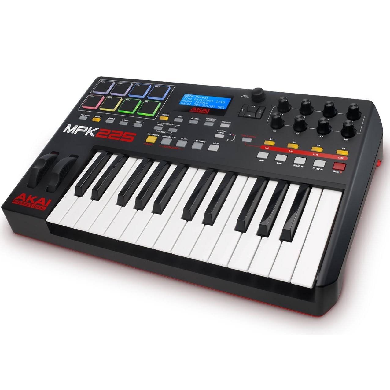 Akai Professional MPK225 - USB Midi Keyboard Controller with 25 Semi W - Black - Megean