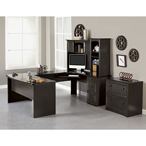 Realspace® Broadstreet 65"W U-Shaped Executive Desk, Walnut