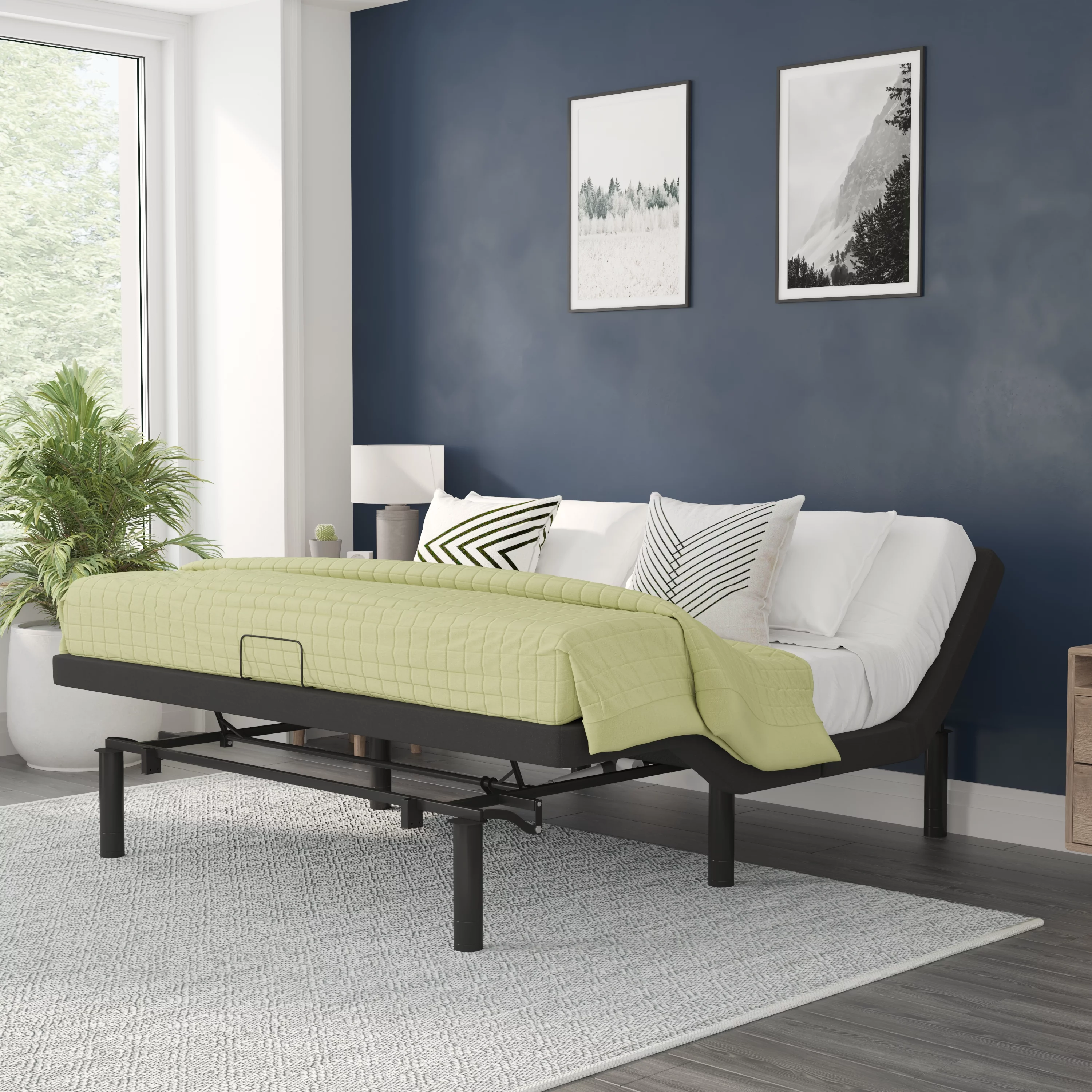 Flash Furniture Selene Motorized Adjustable Bed Frame, Black, King