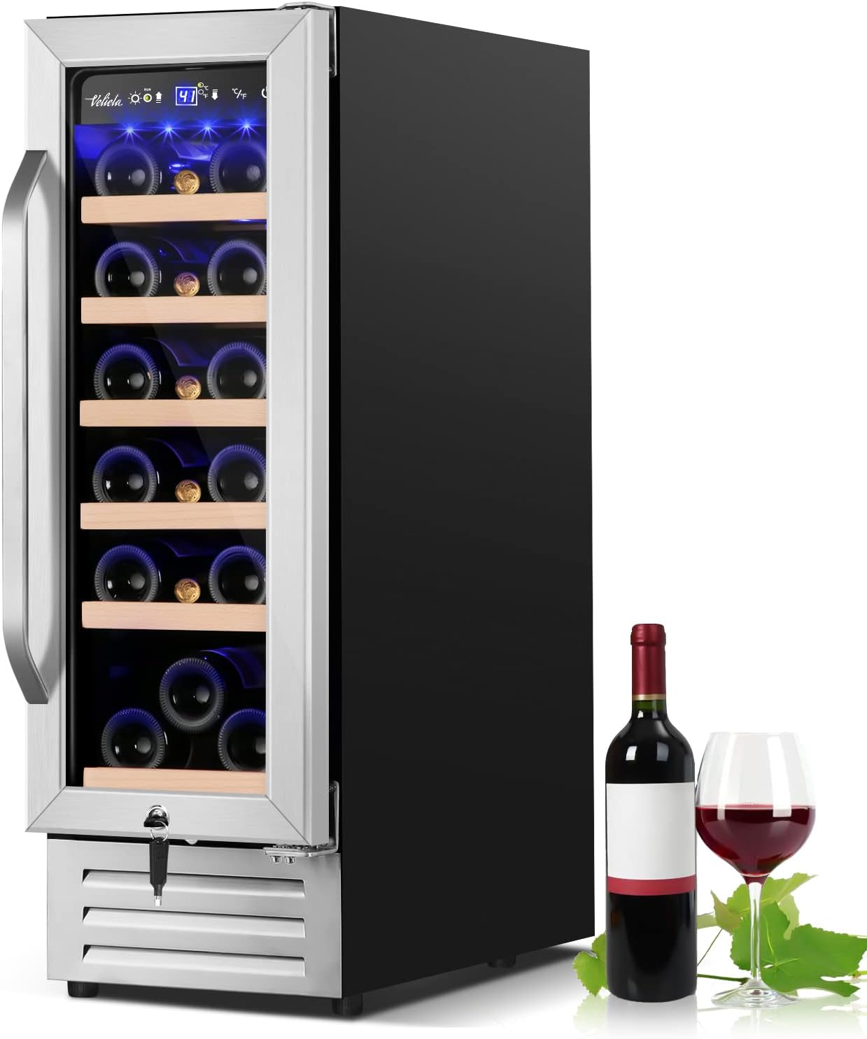 12 Inch Wine Cooler Refrigerator,Mini Wine Fridge 18 Bottle Capacity