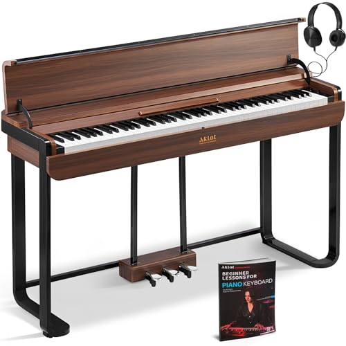 AKLOT Modern Weighted Keyboard Piano: 88-Key Graded Hammer Action Digital Piano, ​Silent Soft-Fall Cover, U-Stand, Triple Pedal, MIDI, Headphone