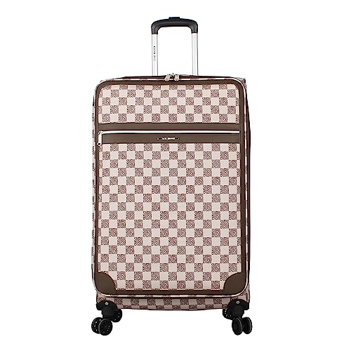 steve madden Designer Luggage - Checked Large 28 Inch Softside Suitcase - Expandable for Extra Packing Capacity
