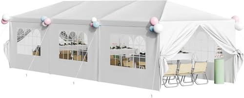 Flamaker 10'x30' Heavy Duty Party Tent Gazebo – Waterproof Wedding Canopy with Removable Sidewalls & 2 Doors – Perfect for Outdoor Events