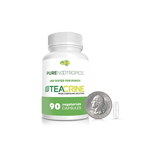 Pure Nootropics Theacrine (TeaCrine) 100 mg Veg Capsules | 90 Count | Non Habit Forming Energy Supplement | Caffeine Alternative | Mental, Physical