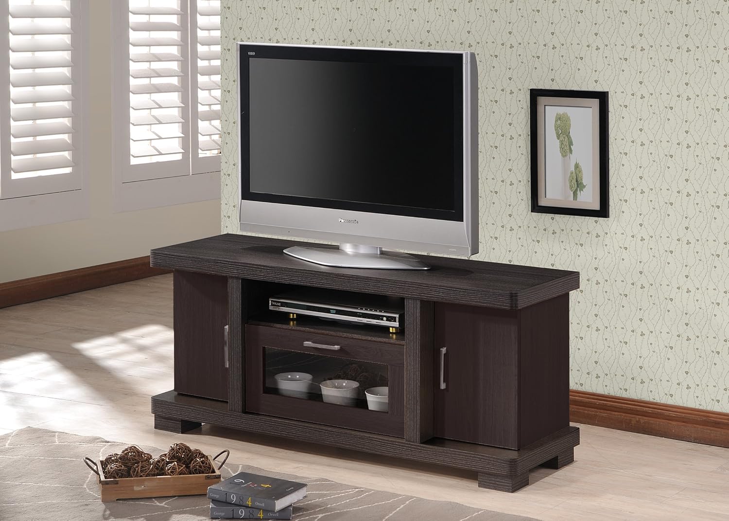 Baxton Studio Wholesale Interiors Viveka Dark Brown Wood TV Cabinet with 2 Doors, 47