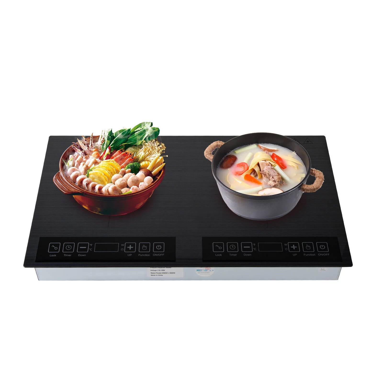 Electric Induction Cooktop Countertop Dual Cooker - 2 Burner Cooker Electric Stove Hot Plate Black for Canteens, Hotels, Restaurants, Families