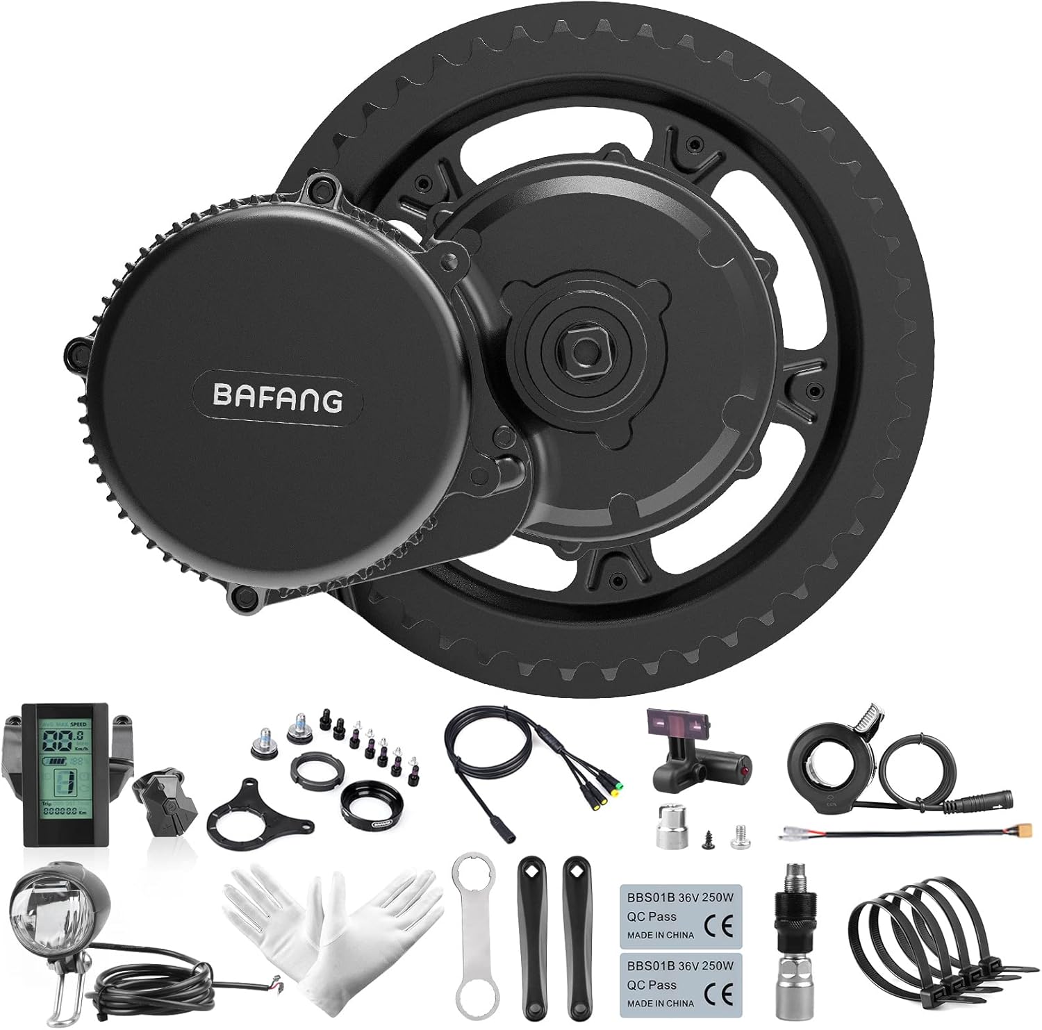 BAFANG Electric Bike Motor Kit Mid Drive BBS02B 48V 500W Bicycle Conversion Kit Ebike fit with BB68-73mm MTB Commuter Bikes with Optional Hailong