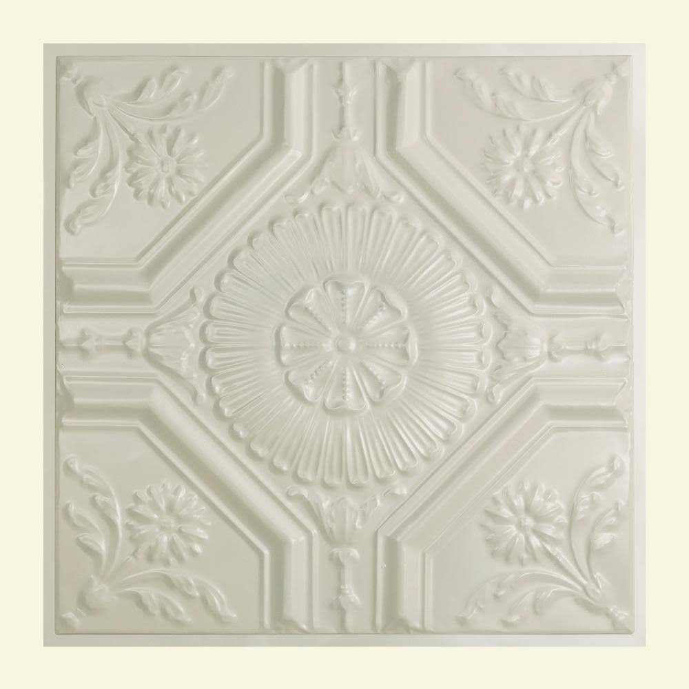 Great Lakes Tin Rochester 2' x 2' Lay-In Tin Ceiling Tile in Antique White - Y58-02